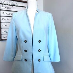 White House Black Market Powder Blue Blazer | Size 6 Double Breasted 3/4 Sleeves
